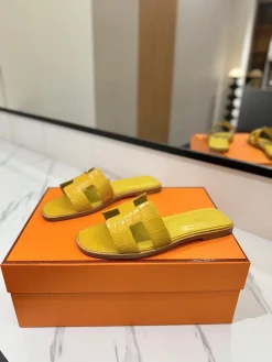 Alternative view of HERMES Slides & Slippers Crocodile Leather (Yellow) EU35-40 B0020260603152699