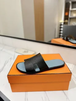 HERMES Slides & Slippers Leather (Black-Blue) EU39-44 B50202606031540119