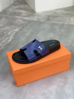 HERMES Slides & Slippers Leather (Blue-Black) EU39-45 A5020260603154789