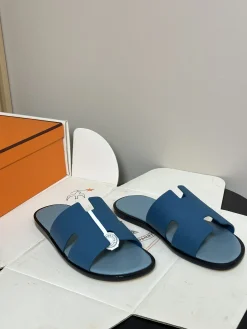 Alternative view of HERMES Slides & Slippers Leather (Blue-Black) EU39-45 C40202606031521139
