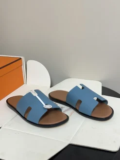 Alternative view of HERMES Slides & Slippers Leather (Blue-Brown-Black) EU39-45 C40202606031550139