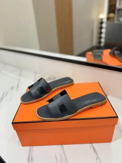 Alternative view of HERMES Slides & Slippers Leather (Blue-Brown) EU35-40 B0020260603154899