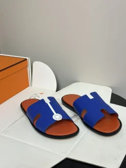 Alternative view of HERMES Slides & Slippers Leather (Blue-Orange-Black) EU39-45 C40202606031551139