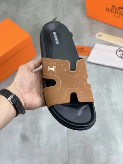 Alternative view of HERMES Slides & Slippers Leather (Brown-Black) EU39-45 A5020260603156189