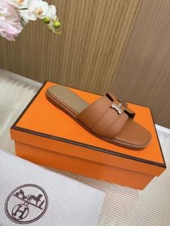 Alternative view of HERMES Slides & Slippers Leather (Brown) EU35-43 A5020260603155589