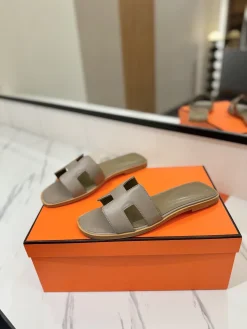 Alternative view of HERMES Slides & Slippers Leather (Grey) EU35-40 B0020260603156499