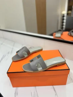 Alternative view of HERMES Slides & Slippers Leather (Grey) EU35-40 B0020260603156999