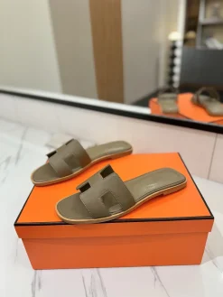 Alternative view of HERMES Slides & Slippers Leather (Khaki) EU35-40 B0020260603157399