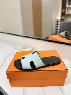 HERMES Slides & Slippers Leather (Light Blue-Black) EU39-44 B50202606031599119