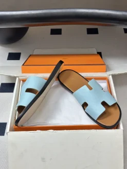HERMES Slides & Slippers Leather (Light Blue-Brown-Black) EU39-45 C40202606031577139