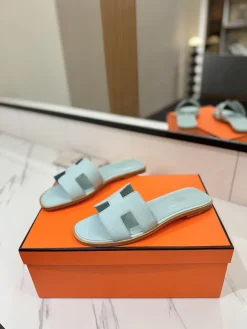 Alternative view of HERMES Slides & Slippers Leather (Light Blue) EU35-40 B0020260603157699