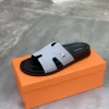 HERMES Slides & Slippers Leather (Light Gray-Black-Gold) EU39-45 A5020260603157889