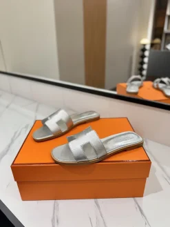 Alternative view of HERMES Slides & Slippers Leather (Silver) EU35-40 B0020260603159899