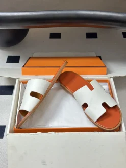 HERMES Slides & Slippers Leather (White-Orange) EU39-45 C40202606031520139
