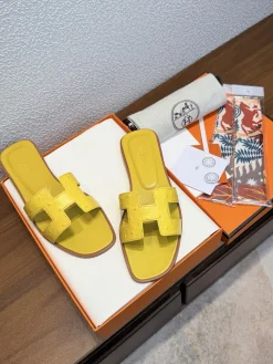 Alternative view of HERMES Slides & Slippers Ostrich Leather (Yellow-Brown) EU35-43 B0020260603159799