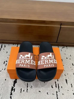 Alternative view of HERMES Slides & Slippers Rubber (Black-Brown-White) EU39-46 A0020260603330169