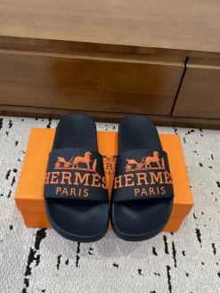 Alternative view of HERMES Slides & Slippers Rubber (Black-Orange) EU39-46 A0020260603325169