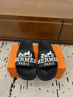 Alternative view of HERMES Slides & Slippers Rubber (Black-White) EU39-46 A0020260603151569
