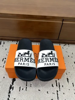 Alternative view of HERMES Slides & Slippers Rubber (Black-White) EU39-46 A0020260603151669