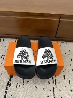 Alternative view of HERMES Slides & Slippers Rubber (Black-White) EU39-46 A0020260603325469