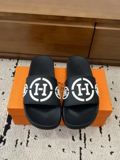 Alternative view of HERMES Slides & Slippers Rubber (Black-White) EU39-46 A0020260603325669