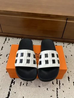 Alternative view of HERMES Slides & Slippers Rubber (Black-White) EU39-46 A0020260603329569