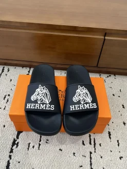 Alternative view of HERMES Slides & Slippers Rubber (Black-White) EU39-46 A0020260603329769