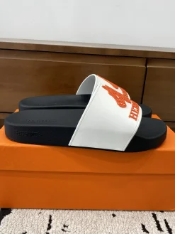 HERMES Slides & Slippers Rubber (Black-White-Orange) EU39-46 A0020260603329969