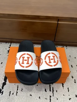 Alternative view of HERMES Slides & Slippers Rubber (Black-White-Orange) EU39-46 A0020260603330969