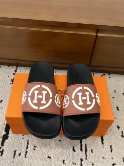 Alternative view of HERMES Slides & Slippers Rubber (Brown-Black-White) EU39-46 A0020260603325769