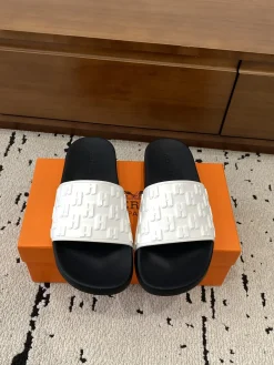 Alternative view of HERMES Slides & Slippers Rubber (White-Black) EU39-46 A0020260603325369