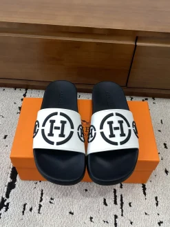 Alternative view of HERMES Slides & Slippers Rubber (White-Black) EU39-46 A0020260603325569