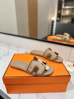 Alternative view of HERMES Slides & Slippers Suede (Beige-Brown) EU35-40 B60202606031610119