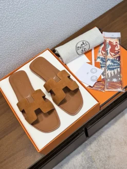 HERMES Slides & Slippers Suede (Brown) EU35-43 B0020260603161899