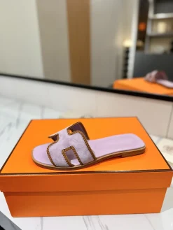 HERMES Slides & Slippers Suede (Lavender-Brown) EU35-40 B60202606031636119