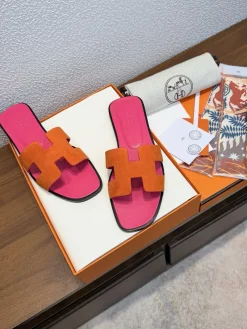Alternative view of HERMES Slides & Slippers Suede (Orange-Pink-Black) EU35-43 B0020260603163599