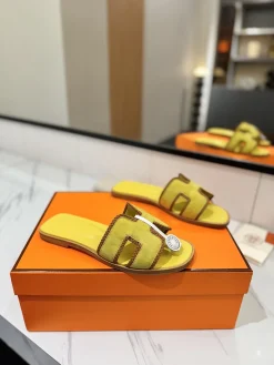 Alternative view of HERMES Slides & Slippers Suede (Yellow-Brown) EU35-40 B60202606031638119