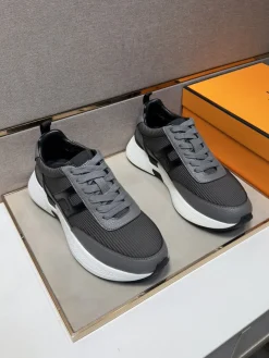 Alternative view of HERMES Sneakers & Trainers Leather (Gray-Black-White) EU38-44 B40202606031650109