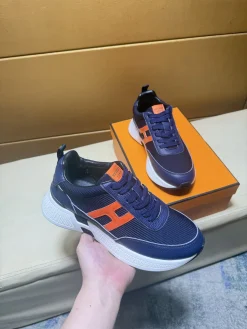 Alternative view of HERMES Sneakers & Trainers Leather-Textile (Navy-Orange-White) EU38-44 B40202606031643109