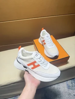 Alternative view of HERMES Sneakers & Trainers Leather-Textile (White-Orange-Black) EU38-44 B40202606031641109