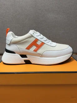 HERMES Sneakers & Trainers Leather (White-Orange-Black) EU38-44 B40202606031652109