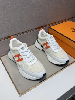 Alternative view of HERMES Sneakers & Trainers Leather (White-Orange-Black) EU38-44 B40202606031652109