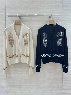 HERMES Sweaters & Knitwear Wool (Black-White) S-L C85202606010426159
