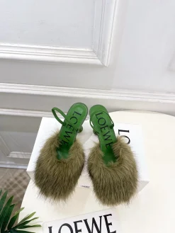 Alternative view of LOEWE Pumps & Heels Leather-Fur (Green-Brown) EU35-39 B60202606031663119