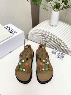 LOEWE Sandals & Mules Leather (Brown-Black-Gold-Blue-Orange-Green-Silver-Pink) EU34-41 B30202606031674109