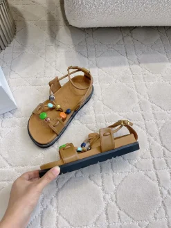 LOEWE Sandals & Mules Leather (Brown-Black-Multi) EU35-39 B80202606031693129
