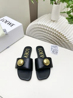 LOEWE Slides & Slippers Leather (Black-Gold) EU34-41 B30202606031722109