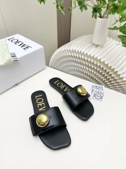 Alternative view of LOEWE Slides & Slippers Leather (Black-Gold) EU34-41 B30202606031722109