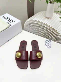 LOEWE Slides & Slippers Leather (Burgundy) EU34-41 B30202606031729109
