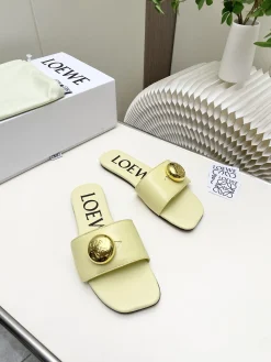 Alternative view of LOEWE Slides & Slippers Leather (Light Yellow) EU34-41 B30202606031730109